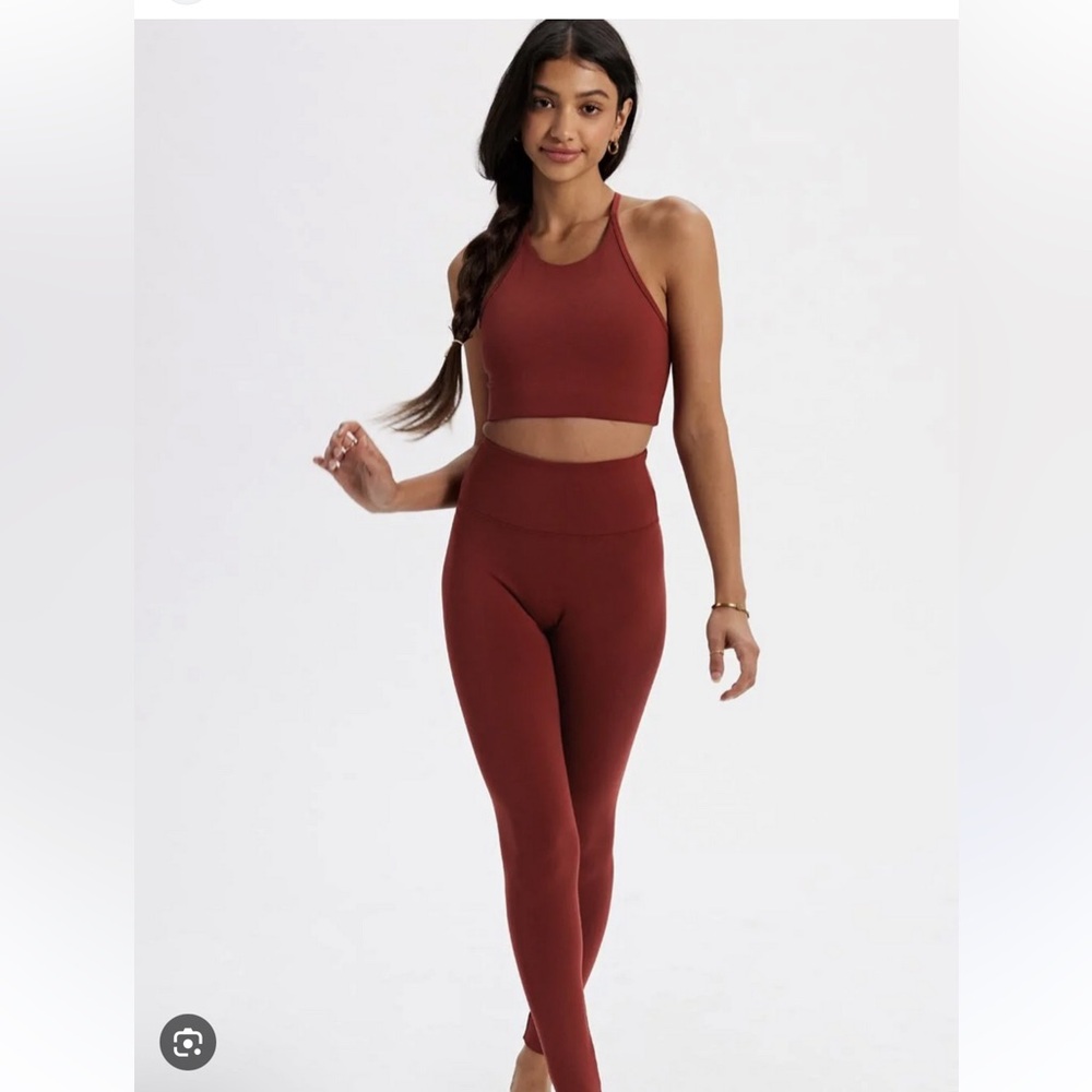 NWOT Girlfriend Collective Luxe High Rise Leggings in Bordeaux - size XS